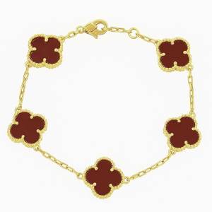 Bordo Clover Bileklik / Sarı