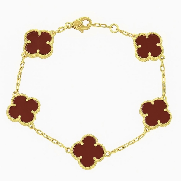 Bordo Clover Bileklik / Sarı
