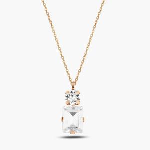 İtalyan Baget Swarovski Taşlı Sertifikalı Kolye (Rose)