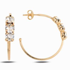 İtalyan Swarovski Trio Halka Küpe 