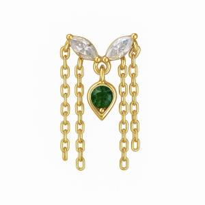 Yeşil Nancy Chain Küpe / Sarı
