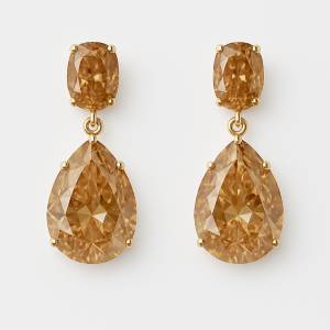 İtalyan Swarovski Honey Damla Taş Sertifikalı Küpe