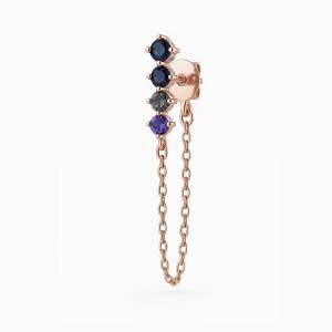 İthal Color Mix Cris Zincir Küpe / Rose