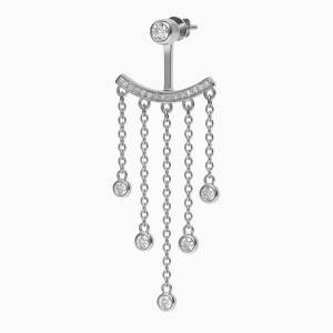 Bezel Chain Ear Jacket Küpe 