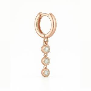 Trio Bezel Halka Küpe 