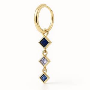 Mavi Ton Sür Ton Küpe / Sarı