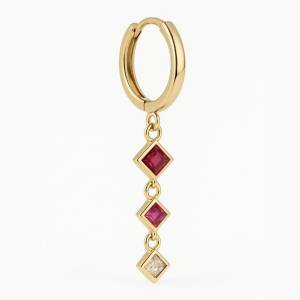 Pembe Ton Sür Ton Küpe / Sarı
