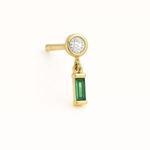 Yeşil Begi Bezel Mini Küpe