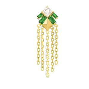 Yeşil Lucy Chain Küpe / Sarı