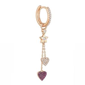 Bezel Kalp Yıldız Küpe  / Rose