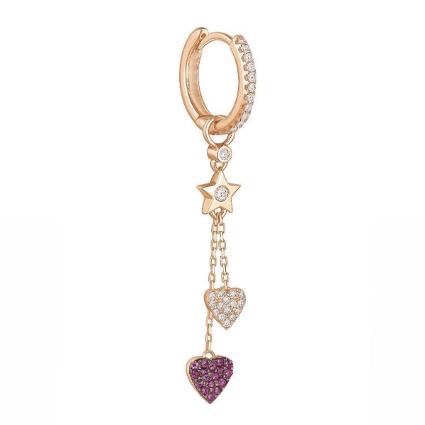 Bezel Kalp Yıldız Küpe / Rose