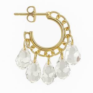 Drop Kristal Halka Küpe / Sarı