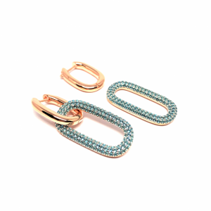 Aqua Oval Geçme Halka Küpe Large