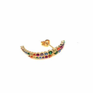 Multicolor İki Sıra Yay Küpe (Sarı)