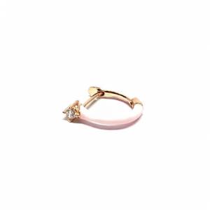 Tektaşlı Pink Halka Küpe