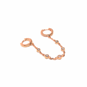 Tohum Zincirli Çift Halka Küpe (Rose)