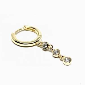 Trio Bezel Halka Küpe (Sarı)