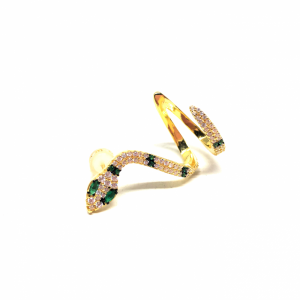 Yeşil Taşlı Yılan Cuff&Küpe