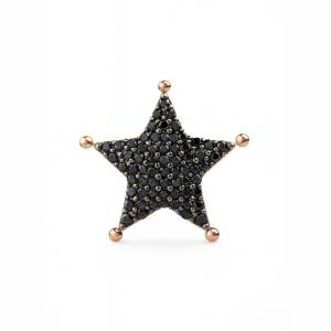 Siyah Big Star Küpe