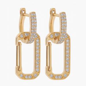 Taşlı Octagon Küpe / Rose