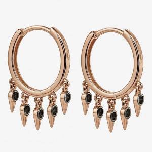 Black Bezel Bullet Küpe