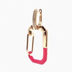 İthal Pink Big Octagon Küpe 