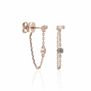 Begi Bezel Zincir Küpe (Rose)