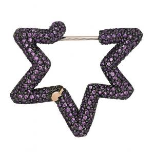 Büyük Boy Mor Yıldız Halka Küpe