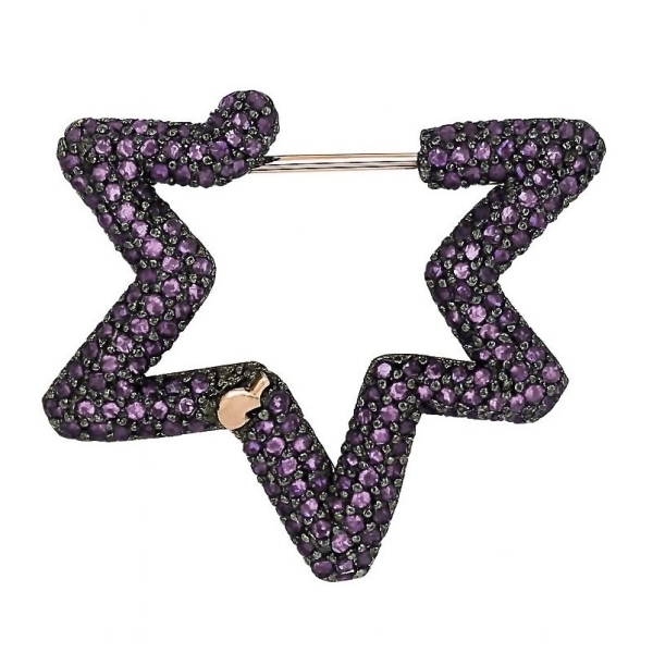 Büyük Boy Mor Yıldız Halka Küpe