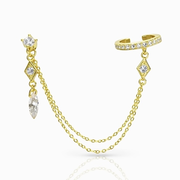 Hanna Cris Küpe & Ear Cuff / Sarı