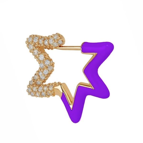 Mor Mine Yıldız Halka Küpe