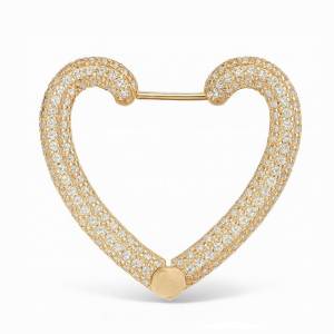 Büyük Boy Taşlı Kalp Halka Küpe