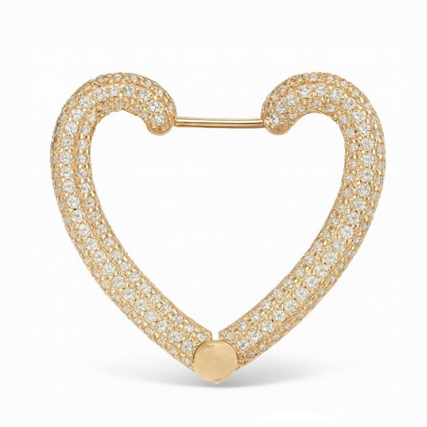 Büyük Boy Taşlı Kalp Halka Küpe