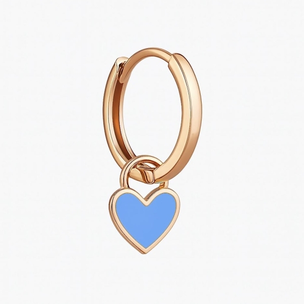 Mavi Kalp Halka Küpe