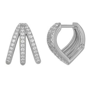 Üç Sıra Üçgen Küpe 