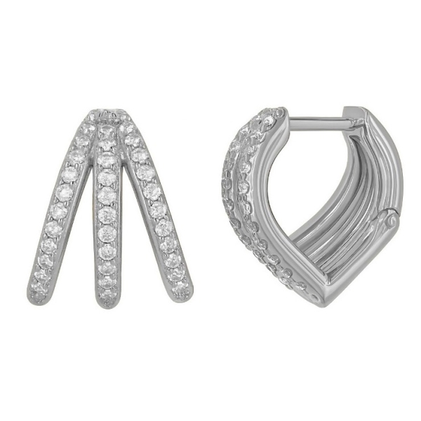 Üç Sıra Üçgen Küpe 