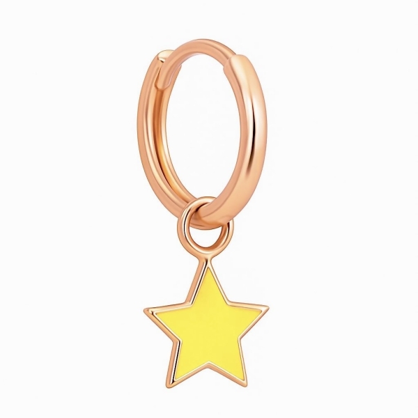 Sarı  Yıldız Halka Küpe