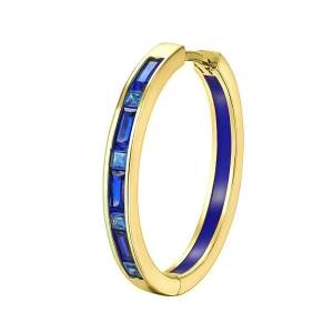 Mavi Mine Begi Halka Küpe / Sarı