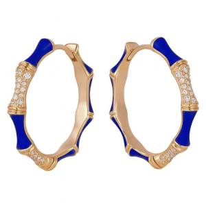 Mavi Bambu Halka Küpe