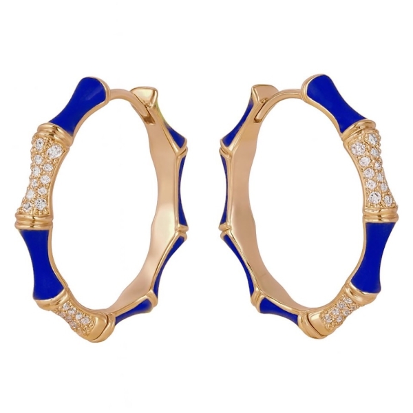 Mavi Bambu Halka Küpe