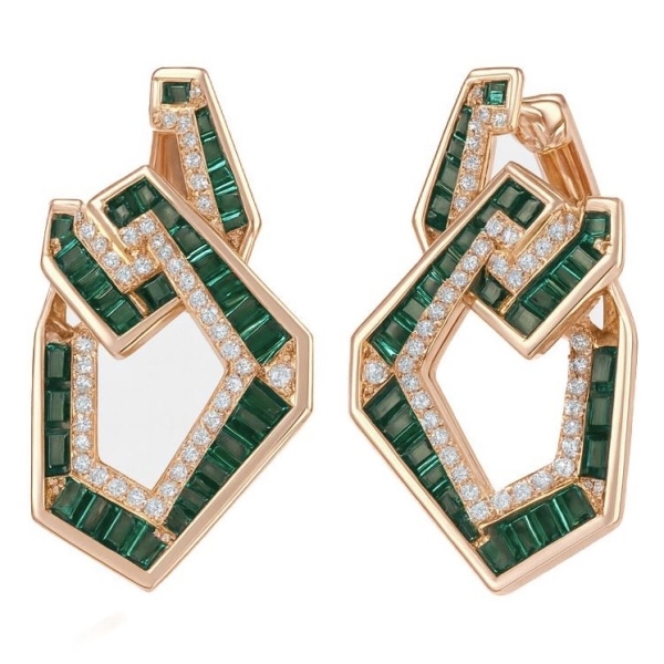 Yeşil Begi Geometri Küpe 1