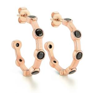 Siyah Bezel Halka Küpe