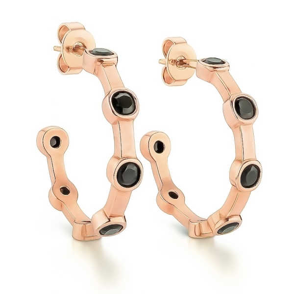 Siyah Bezel Halka Küpe