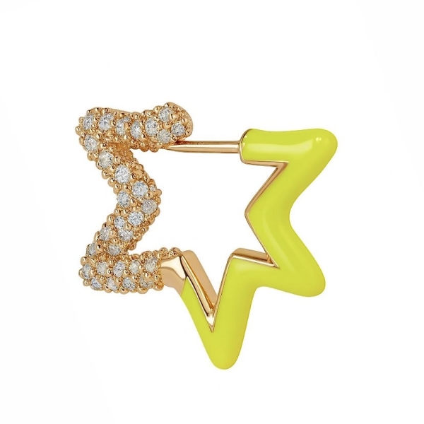 Neon Sarı Mine Yıldız Halka Küpe