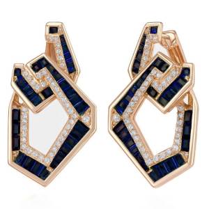 Mavi Begi Geometri Küpe 1