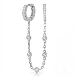 Bezel Chain Çift Halka Küpe 