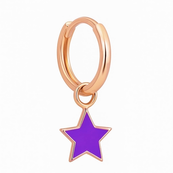 Mor  Yıldız Halka Küpe