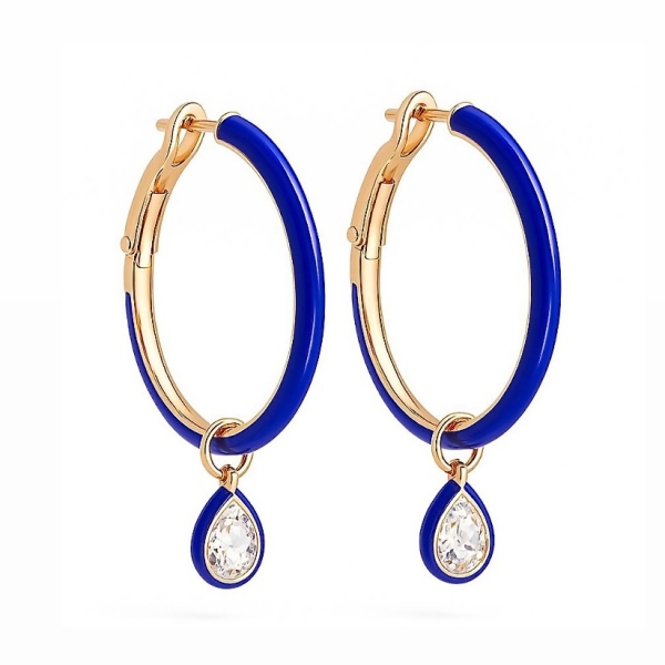 Damla Taşlı Mavi Halka Küpe M