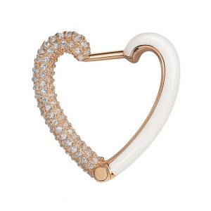 Beyaz Kalp Halka Küpe L