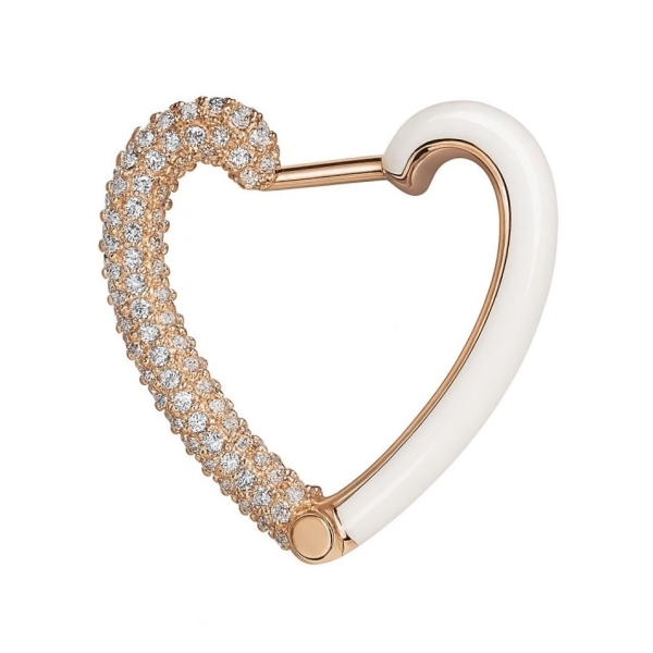 Beyaz Kalp Halka Küpe L